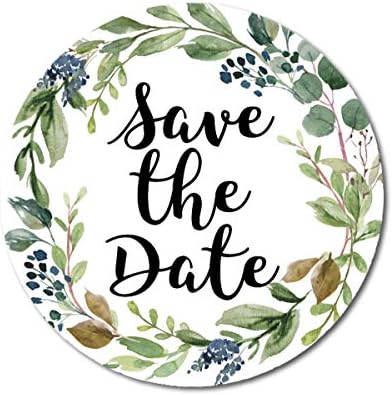 Darling Souvenir Round Rustic Leaf Border Save The Date Stickers Pack of 45 Pcs Gift-1.6 Inches