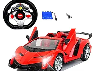 SuNZita Racing car with Lights and openable Door Steering Car with openable Door RC car Openable Door Remote Control car Open and Close Door with LED Headlights I Pack of 1 I Red Colour