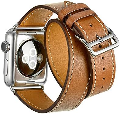 Apple Watch Band 42mm, SUNDAREE® Vintage Genuine Leather Strap Wrist Band Replacement Classic Buckle with Metal Clasp for Apple iWatch &amp; Sport &amp; Edition 42mm (brown-42mm)