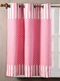 Homescapes Kindervorhang Mädchen Kinderzimmer Ösenvorhang Dekoschal Polka Dots 2er Set rosa weiß 137 x 228 cm (Breite x Länge je Vorhang) 100% reine Baumwolle - 2
