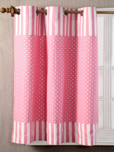 Homescapes Kindervorhang Mädchen Kinderzimmer Ösenvorhang Dekoschal Polka Dots 2er Set rosa weiß 137 x 228 cm (Breite x Länge je Vorhang) 100% reine Baumwolle - 2