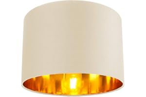 Contemporary and Chic Soft Cream Cotton 12" Table or Pendant Circular Drum Lamp Shade with Shiny Copper Inner - 60watt Maximum by Happy Homewares