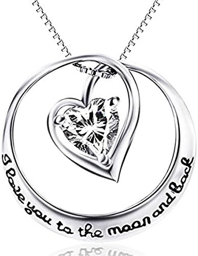 Fashion Jewelry Accessories, Heart Round I Love You to The Moon and Back Pendant Necklace, Charming Gift for Women