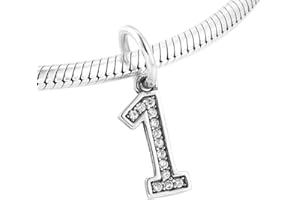 GHMIOU Numero Charm Ciondolo a forma di numero in argento Sterling 925, per braccialetti e collane, regalo di Natale e compleanno per donne