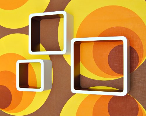 3er Set Lounge Cube Regal Design Retro 70er Wandregal Hängeregal in Weiß Espresso Braun Matt - 5