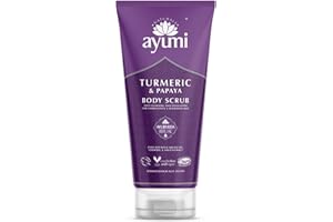 Ayumi Turmeric Body Scrub | Brightening Body Scrub with Papaya Extract | Revitalises Dull & Dehydrated Skin | Hydrating Cleanser with Argan Oil | Scrub for Women & Mens Skincare Rituals |200 ml