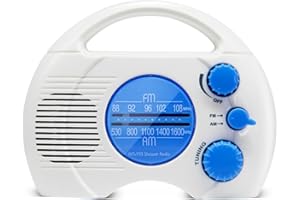 UNGROL SOFORFREEM New Radio Portable Radio 4-Level Shower Waterproof Radio AM FM Mini Radio Bathroom Radio with Plug-in Card