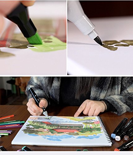 80 Farbige Stift Fettige Mark Farben Marker Set,Twin Tip Textmarker Graffiti Pens für Studenten Manga Kunstler Sketch Marker Stifte Set Mit (80 Stück) - 3