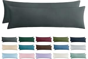 Aisbo Poszewka na poduszkę dla osób śpiących na boku, z mikrofibry, miękka, antracytowa, 40 x 145 cm, 2 sztuki w zestawie