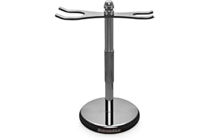 STÖRTEBEKKER SHAVING ACCESSORIES Soporte de afeitado de acero inoxidable Störtebekker® - adecuado para maquinillas y brochas de afeitar - accesorio para tu baño - base antideslizante - idea de regalo (Negro)