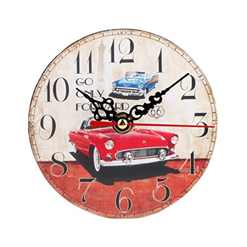 FEITONG Estilo Vintage reloj de pared silencioso de madera antiguo (B)