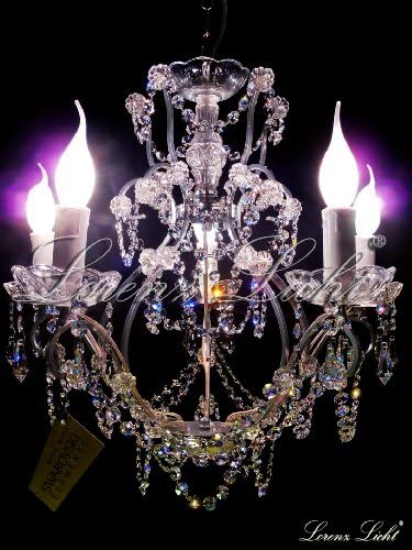 CRYSTAL LIGHTING CHANDELIER MADE WITH REAL SWAROVSKI ELEMENTS CRYSTALS! 5 CANDLES!