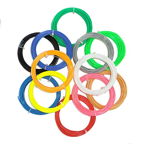 Greatssly 196.8 Lineare Füße 3D Druck Stifte Nachfüllungen 12 Einzigartige Farben 16.4 Fuß Jede Farbe 1.75mm PLA Material