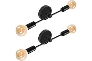 ABEIADY Applique LED da Parete Interno Industriale Applique Bagno E27 Lampada da Parete Interno Nera Applique Camera da Letto Metallo Lampade da Muro Vintage, per Specchio/Caffetteria (Senza Lampadina)