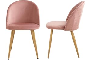 JZGORC Pack de 2 Silla de Comedor, Silla de Comedor de Terciopelo Suave, con Patas de Metal, con Almohadilla Protectora Ajustable - Rosa