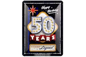Nostalgic-Art Tabliczka blaszana w stylu retro, 15 x 20 cm, 50 lat urodzin – pomysł na prezent na urodziny, z metalu, styl vintage