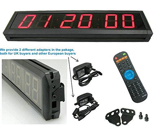 ganxin 5,8 cm Hohe 6 Ziffern LED Wanduhr, mit Countdown/Up Digital Timer, 12/24-Stunden Real Time Uhr, Stoppuhr von Fernbedienung - 2