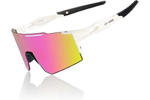 EXP VISION Polaryzowane okulary rowerowe, UV 400, okulary sportowe, wiatroszczelne okulary rowerowe do biegania, wędrówek, golfa, wędkowania, jazdy samochodem (różowe)