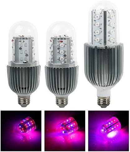 Derlights New Generation 36W E27 Base Led Grow Light Bulb with 24 Red &amp; 12 Blue SMD, 360 Degree Lighting for Indoor Plants Garden Greenhouse Hydroponic System Kit