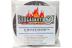 LavaLock 1/2" x 1/8" High Temp Nomex BBQ HT Gasket Smoker Seal, self Stick Grey