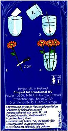 100 x 10g Schnittblumennahrung Blumenfrisch Blumen Frischhaltemittel Chrysal für 1,0l - 2