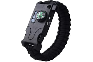 MANSWILL Rechargeable All in 1 Paracord Bracelet, 2019 New 7 String Woven Sports Survival Parachute Cord Wristband Gear Kit with Emergency First Aid Multi-Tool Accessories for Outdoor Wilderness Adventure