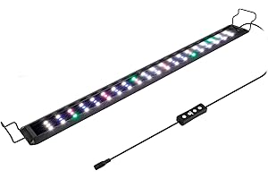hygger Luce per Acquario,Luce LED per Acquario a Spettro Completo con Monitor LCD, 20W RGB Luce per Acquario con 10 Livelli di Luminosità, Timer Regolabile, 3 Modalità per Acquario da 60-82cm