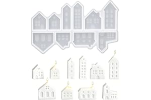 Koonafy Art House Silicone Mold, 10 Pcs Mini House Candle Molds for Casting Abstract House Shaped Silicone Mould for Candle Making Plaster Cement Craft Molds Home Decor Ornaments (Houses)