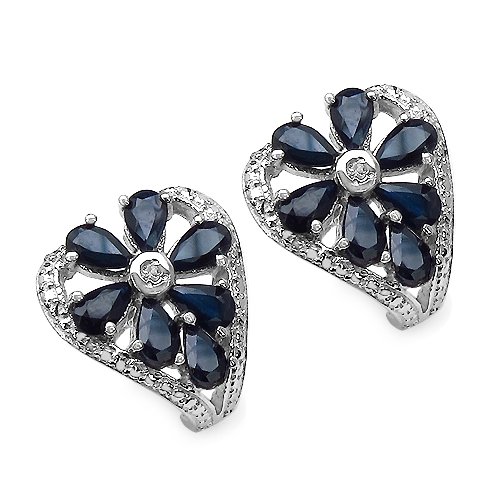 Jaipuri.instyle Damen-Ohrstecker 925 Sterling Silber Rhodiniert Blau Saphir E1650BSAPH