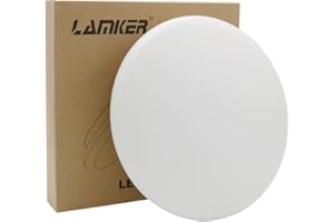Lamker 18W LED Plafonnier Rond Moderne Plafonnier Neutre Blanc 4000K IP44 Étanche 1550LM Plafonniers pour Chambre Salle De Bains Couloir Salon Cuisine Couloir
