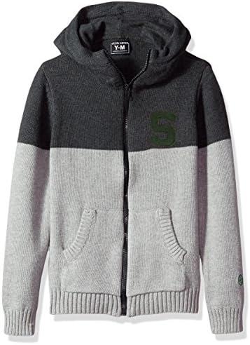 Alma Mater NCAA Michigan State Spartans Boys Color Block Cardigan, Medium, Dark Grey/Light Grey