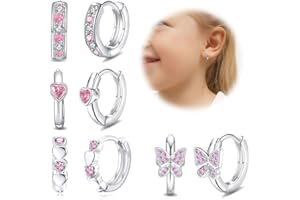 RANKEEF 4 Pairs Huggie Hoop Earrings for Girls 925 Sterling Silver Stud Sets