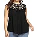 Produktbild Frauen Tops sommer Hffan Oberteile Tops Frauen Beiläufig Weste Plus Größe Spitze Elegante Damen Sommer Rundhals T-Shirt Einfarbig Ärmellos Tanktops Vest Pullover Sommertop Strandtop (Schwarz, 3XL)