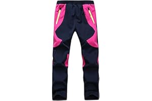 FAIRYRAIN Kinder Jungen Mädchen Softshellhose Gefütterte Winddicht Outdoorhose Atmungsaktiv mit Fleecefütterung Warm Regenhose Skihose Wanderhose