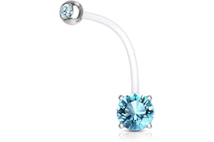 Autiga® Schwangerschaftspiercing Bio Flex flexibler Kunststoff kürzbar Zirkonia Kristall Bauchnabel-Piercing