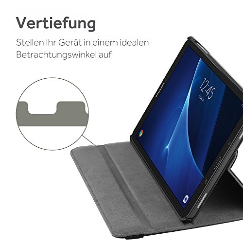 EasyAcc Samsung Galaxy Tab A 10.1 Hülle 360 Grad Drehung Schutzhülle Flip Case Book Cover lederhülle für Samsung Tab A 10.1 2016 T580N/ T585N mit Standfunktion / Auto Sleep – PU Leder, Schwarz, Protector (Schwarz – 360 Grad Drehung) - 4