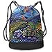 Produktbild NGDUTZ Men & Women Waterproof Large Storage Drawstring Backpack - Psychedelic Trippy (55) Cinch Backpack Sackpack Tote Sack for Gym Hiking School