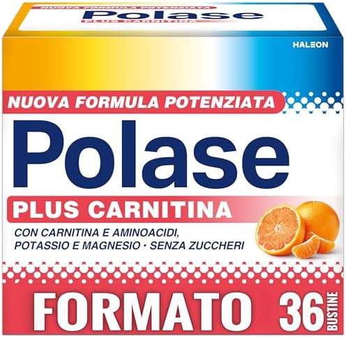 Polase Plus Carnitina, Per Stanchezza e Fatica Fisica, Formula con Carnitina e Aminoacidi, (36 bustine)