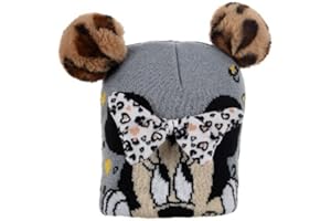 SUN CITY Berretto Minnie Mouse con Orecchie in Pelliccia, Fiocco Leopardato, per Bambine