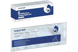 HIGHTOP scatola da 5 confezioni imbustate singolarmente Hightop Sars-cov-2 Test Rapido Antigenico per virus Covid-19 Fai Da Te || Validato per le nuove Varianti 2024