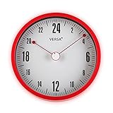 Material: plástico y cristal Versa 20900017 Reloj de cocina de pared, Aluminio, Blanco-Rojo,30cm diámetro