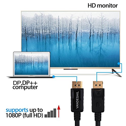 DisplayPort Kabel, VANDESAIL® Displayport 1.2 auf Displayport 1.2 Kabel Audio Video Adapterkabel mit Vergoldete Kontakte Unterstützung von 4K/ 1080p (26ft/8m, dp to dp 1.2V) - 5