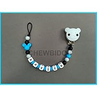 Attache tétine / attache sucette personnalisée Garçon 100% silicone (tête de Mickey et ourson)
