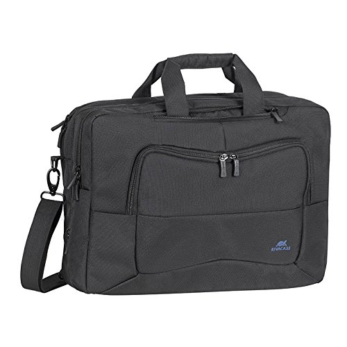 RIVACASE Tasche für Laptops bis 16“ – 2in1 Werwandelbare Notebooktasche/Rucksack mit Trolley Befestigung - Schwarz