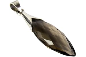UNIQUE GEMS Unique Ciondolo per la collane naturele Quarzo Fumo 8.4 ct in Argento 925 Stile Liberty Forma di Goccia qualità Come gioielliere