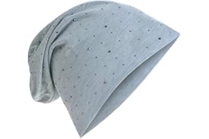 MIOBO Cappello in morbido jersey con pregiata decorazione di strass, moda unisex, tinta unita