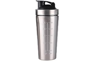 soynogya Protein-Shaker, Edelstahl, 750 ml, Sport, Fitness, Protein-Shaker, Eiweiß, schwarz (750ml（silvery）)