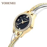 Easy Go Shopping Mode damenuhr mit Diamant Stahl Wasserdichte Zeiger Armbanduhr weibliche quarzuhr (Color : 2)