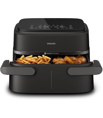 Friggitrice Ad Aria Dual Zone Tristar FR-9432 – 10 L, 2800 W, 8 Programmi, Display Digitale, Doppio Vano Per Due Pietanze, Antiaderente E Lavabile