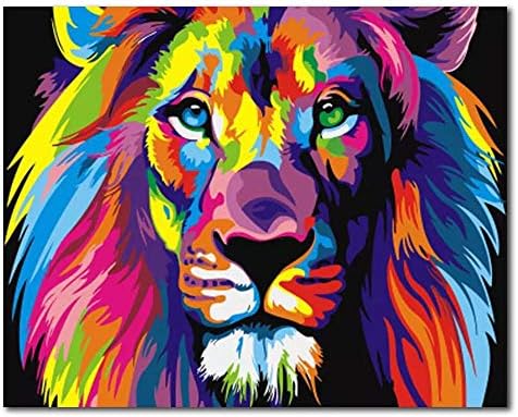 Refaxi DIY Oil Painting by Numbers Kits Canvas Oil Painting Animal for Kids Students Adults Beginner (40 * 50cm,Lion)
